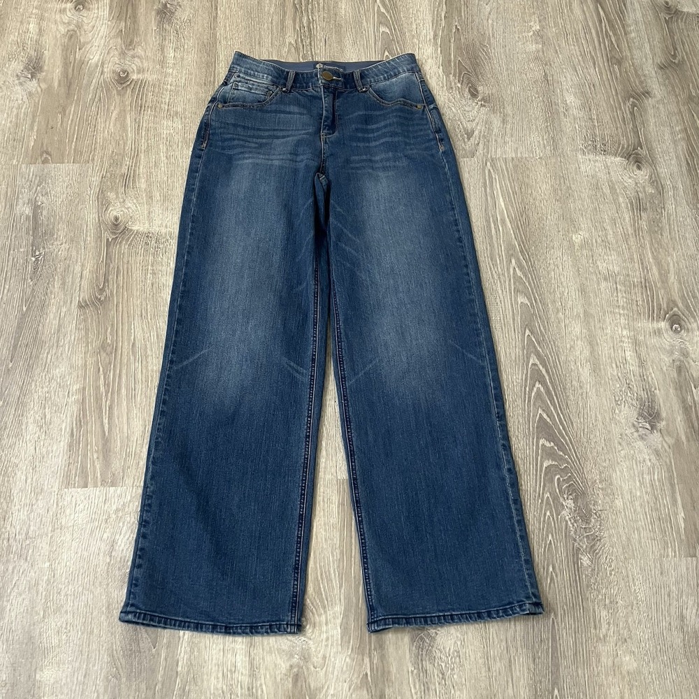 Democracy Jeans Womens 6 Blue Wide Leg Ab Solution Stretch Casual Mom 30x31 - Picture 1 of 4
